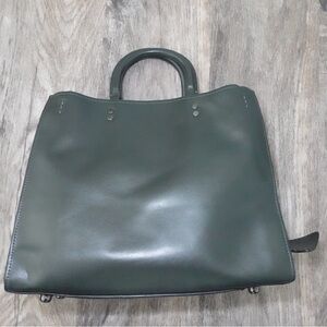 Coach Rouge 39 Dark Green Structured Leather Tote Bag